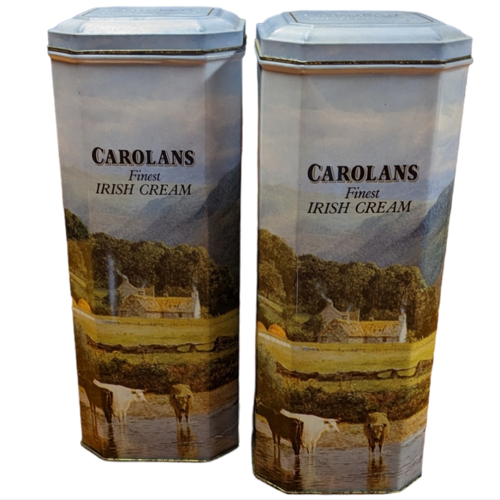 Vintage Carolans Finest Irish Cream Ireland Valley Collectible Metal Tins
